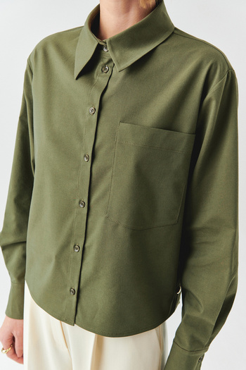 Exquise Long Sleeve Pocket Snap Detail Regular Shirt