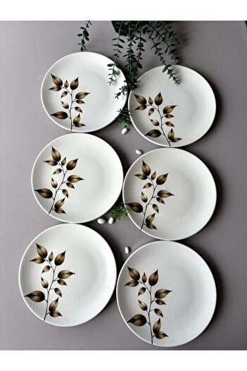 Yiğit Seramik Züccaciye Acacia 6 Pieces 25 cm Serving & Presentation Plate
