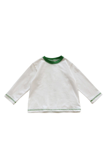 Generic Kids Long Sleeve Sweatshirt, Contrast Color Crew Neck Top White 120 (6Years)