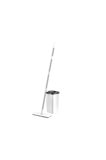 PAA-home PAA-home® mop and bucket set, flat microfiber mop, washing and drying tubs, 2 cloths, 3.2 L, white