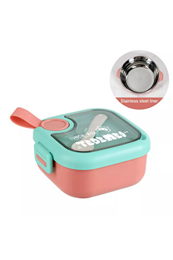 Mobcos Kids 304 Stainless Steel Mixing Bowl Insulated Baby Food BoxWith Spoon Scissors Set Food Storage Box