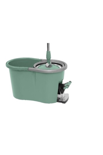 PAA-home Olive green bucket set with pedal, rotating mop, 360° telescopic handle, stainless steel wringing basket, 2 cloths