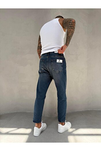 KağanKY Lacivert Yıkamalı Boyfriend Jean
