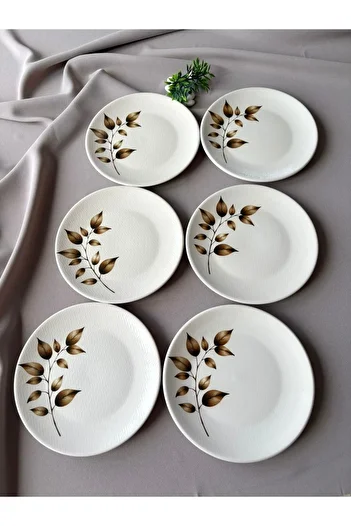 Yiğit Seramik Züccaciye Akasya 6 Pieces 20 cm Cake & Serving Plate
