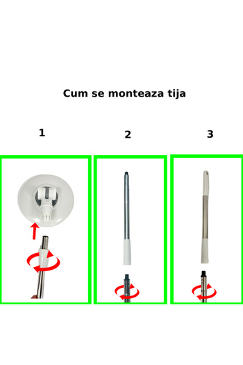 PAA-home PAA-home® telescopic rod with rotating head, rotating head diameter 16 cm, rod 125 cm, white