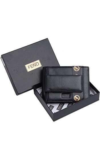 FEND Genuine Leather Card Holder Wallet with RFID Blocking for Men Colour B