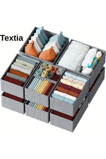 Textia Home 6-Piece Patterned Closet Organizer Set, Shelf Organizer, Clothing Storage Box