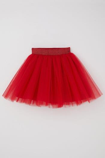 Breeze Girl's Tutu Skirt Glittery Elastic Waist 5-10 Years, Red
