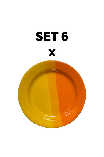 Cesiro Set 6 piese Farfurie intinsa, 23 cm, Galben/Portocaliu