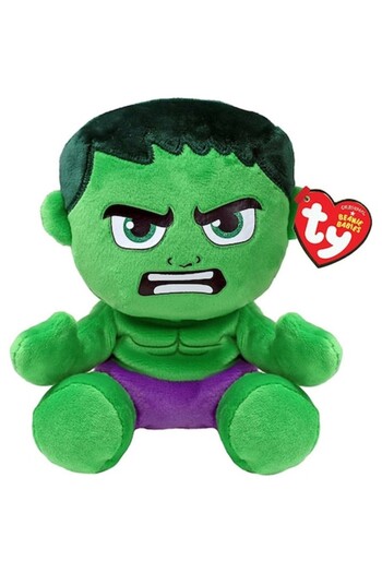 TY Plus Beanie Babies - Soft Marvel Hulk, 15 cm