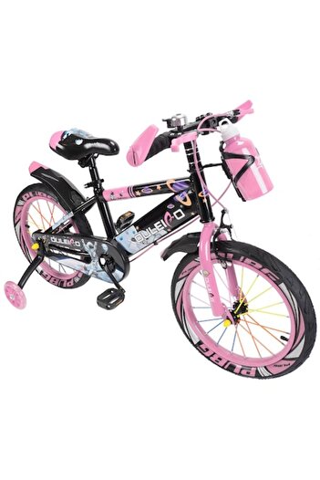 JHT Children's Bicycle 7-10 years with training wheels and water bottle holder JHT, 18 inch, pink