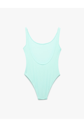 Koton U-Neck Textured Swimsuit