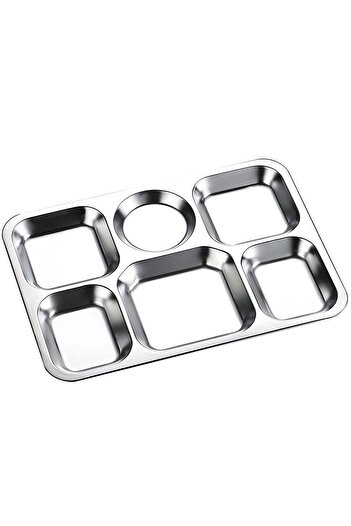 QUEEN Divided Plate Tray with 6 Sections Stainless Steel Resistant