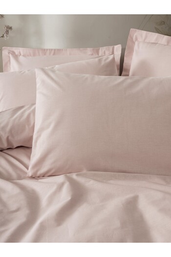 Cotton Box Plain Double Duvet Cover Set Plain Powder