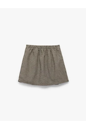 Koton Bow Detailed Cotton A-Line Shorts Plaid Skirt
