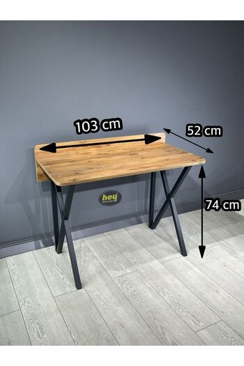 hey modüler mobilya Buse Çalışma Masası Ofis Bilgisayar Masası + Katlanır Sandalyeli 103 cm Metal Siyah Ayak