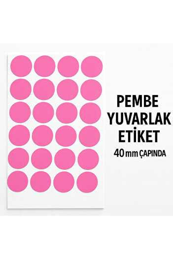Kalite Barkod Round Label 40 mm Pink Color 300 Pieces Label -