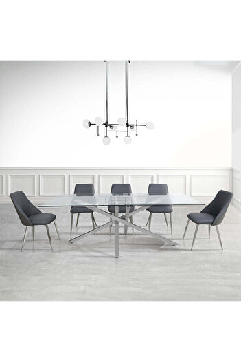 Vanity Living Davos Chrome Extra Large Dining Table