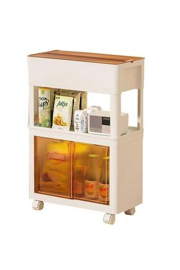 COOYA 3-Tier Snack Storage Cabinet Plastic Utility Cart,Slim Storage Rolling Cart with Wheels,for Home