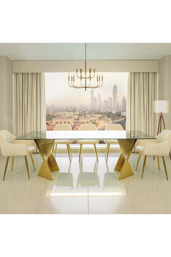 Vanity Living Sintra Gold 8-Seater Dining Table