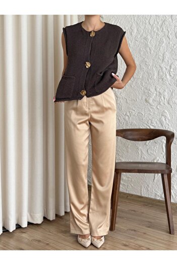 fujya Gold Button Pocket Bellor Knitwear Brown