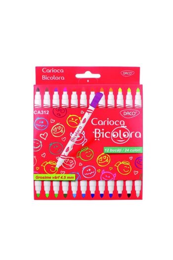 CARIOCA Markers with Dual Tips, Multicolor, 12 Markers, 24 Colors