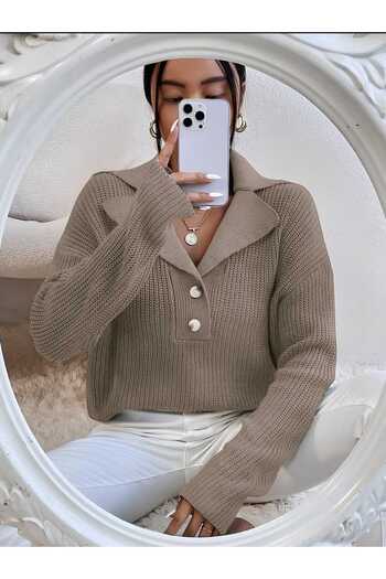 Gülçin Coşkun Jachetă cu nasturi Guler Casual Fit Pulover pentru femei