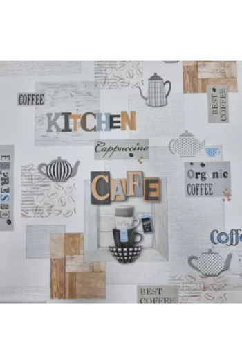 Slavyanski Oboi Super Washable Wallpaper, Vinyl, for Bathroom and Kitchen, 5791-01 Coffee Lunch
