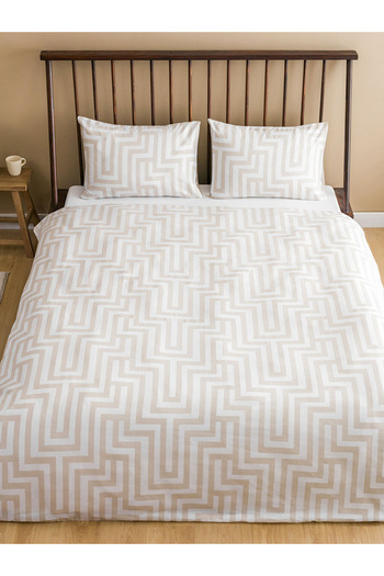 LC Waikiki Beige Patterned Double Duvet Cover Set