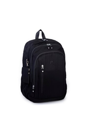 Nas Bag Unisex Large Size Lightweight Multi-Eye School Backpack (Width: 30 cm Length: 44 cm) Black