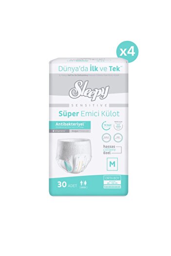 Sleepy Sensitive Antibacterial Absorbent Panties Medium 30X4 120 Pieces