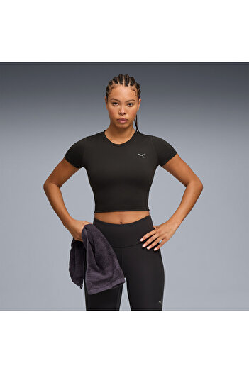 Puma Cloudspun Ss Twist Women's Black Trainning T-Shirt
