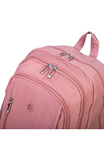 Nas Bag Unisex Large Size Lightweight Multi-Eye School Backpack (Width: 30 cm Length: 44 cm) Dusty Rose