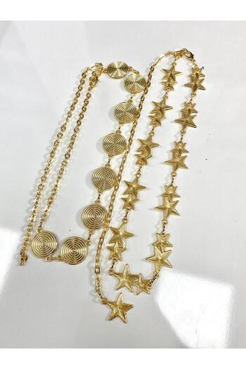 Kemerix Women's Original Non-Tarnish Chain Belt Gold Set of 2