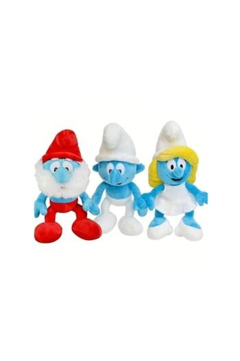 OEM Set 3 Plush Figurines, Smurf, Keychain, Multicolor, 19 cm