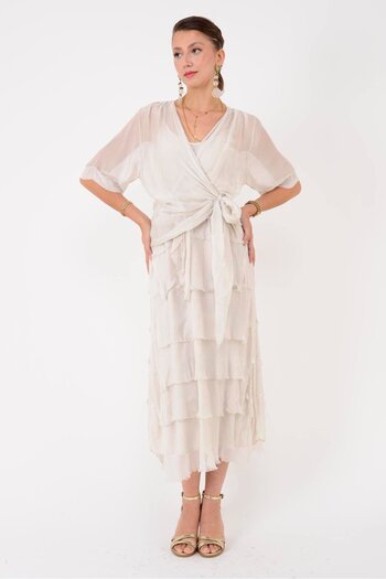 Park Moda 5015I Kruvaze Bolero Detail Floor Floor Silk Dress