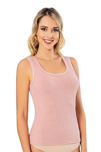 Selkar Global Women's Camisole Thick Strap Striped Cotton Plain Design Undershirt Powder 6-Piece - Powder - Selkrkoa-6W01S5-Pu