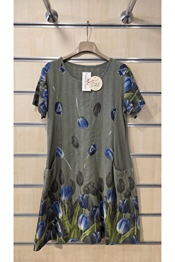 Park Moda Italian Cotton Short Dress Tulip Pattern