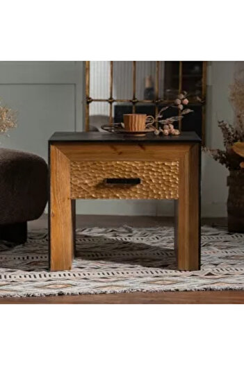 Homedit Noptiera din lemn masiv Wabi D, 58 cm x 51 cm x 45 cm,
