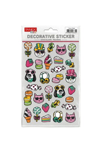 Tanex Kids Tnx-27168 Decorative Labels - Puffy Artists Cat-Dogs Series Sticker - Single