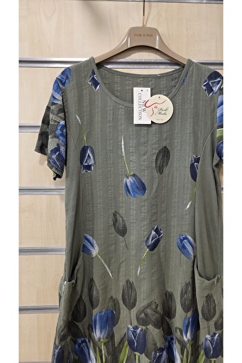 Park Moda Italian Cotton Short Dress Tulip Pattern