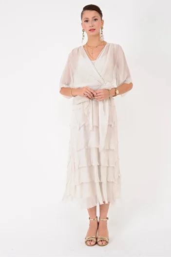 Park Moda 5015I Kruvaze Bolero Detail Floor Floor Silk Dress