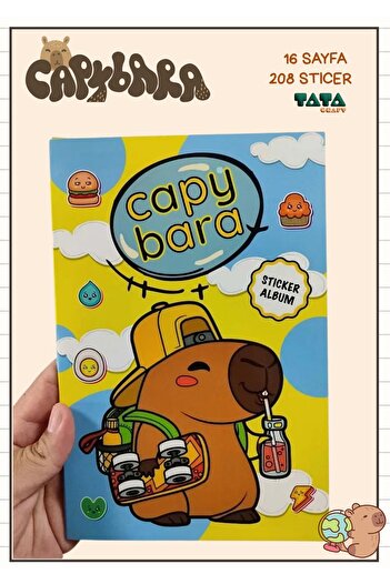 TATA CRAFT Capybara Sticer Album 16 Sheets - 208 Sticer School Stationery Label Sticer