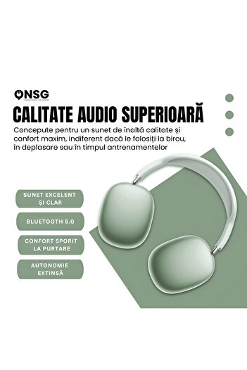 YETI Casti Wireless On-Ear Sunix BLT-27, Bluetooth 5.0, HiFi Stereo, Microfon, 30h, Verde