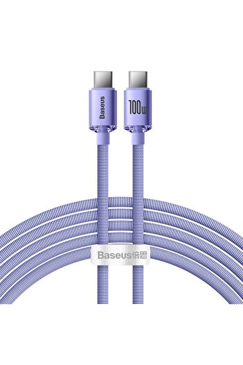 Baseus Charging and Data Transfer Cable Type-C to Type-C, 100W Power, Aluminum, 2m, C395, Purple
