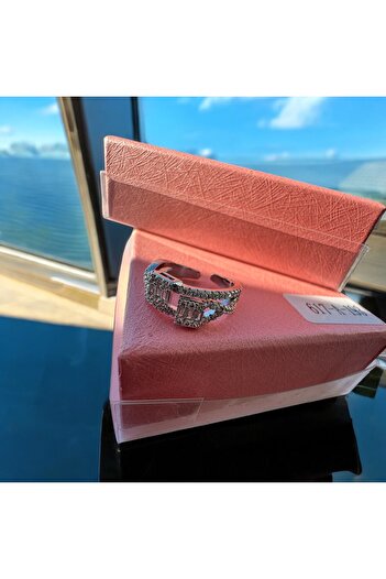 İNN JEWELLERY Steel Ring Tarnish-Free Adjustable Mini Baguette Figured (2 Years Importer Guarantee)