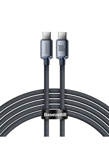 Baseus Charging and Data Transfer Cable Type-C to Type-C Power 100W, Aluminum, Length 2m, C399, Black