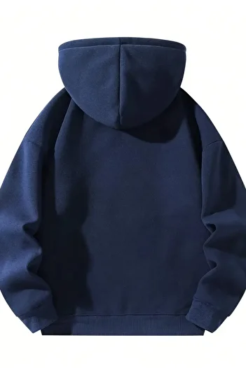 Sweetline Unisex Zippered Hooded Oversize C Printed Sweatshirt – Black / Navy Blue / Gray
