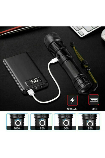 OEM Rechargeable Flashlight XHP50, Excited, LED, 5 modes, 5000 lumens, Black