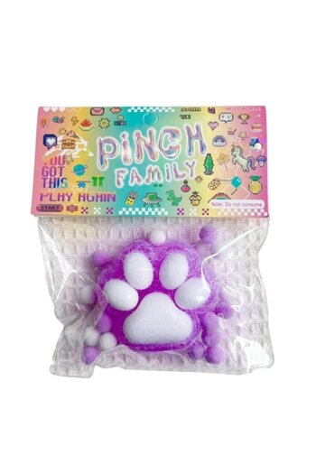 PINCH Family Squishy Stress Toy - Cat Paw Design, Purple